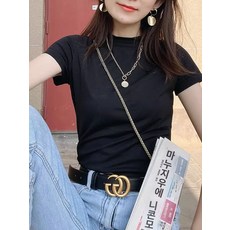봄 셔링 반팔 러빈데어 반목 티셔츠 드레이프