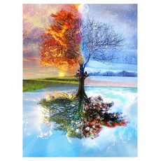 세진 DIY 보석십자수 3D 72가지 신제품 새로운 취미생활 보석 십자수 보석십자수, 사계절 나무, 1개