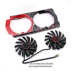 [해외] 2 비디오 카드 쿨러 MSI GTX1080 1070 1060 960 RX470 480 570 580 그래픽 카드 GPU 냉각 팬, 6 pins