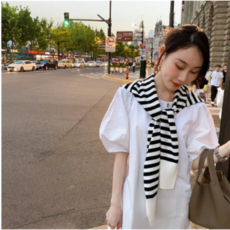어깨숄 니트 장식 작은숄 매듭짓기 목보호 스카프