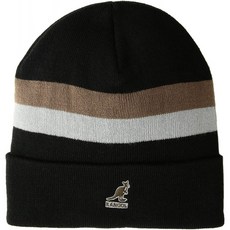 Kangol 남성용 듀얼 스트라이프 비니 Pull ON HAT Black 1SFM