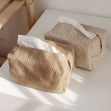 다름 리넨 아트워크 티슈케이스 차량용 실내, 체크, 1개