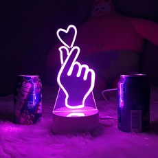 Sunjin 愛心手勢LED壓克力小夜燈, 1入, 混色
