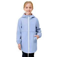 Maoo garden 여아용 레인 재킷 아동용 방수 우비 경량 꽃무늬 안감 스프링 윈드브레이커 옐로우, 7-8 Years, Mauve