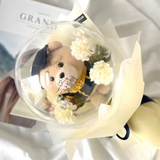 모리앤 조화 레터링 풍선 인형 꽃다발 + 메세지 쇼핑백, 06 테드곰 학사모, 1개