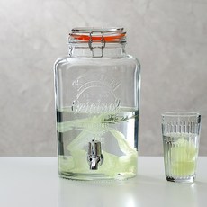 음료 유리 대용량 미라주 주전자 레몬 냉장고 디스펜서 가정용 투명한, 클래식 시리즈5L수도꼭지 포함, 1개