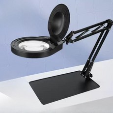 스탠드 대형 LED 돋보기 확대경 링라이트 조명 작업대, 1개, 연백색 유리 20X