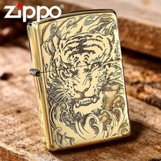 지포 라이터 특이한 ZIPPO 고급 선물용 복고풍 빈티지 지보 구리 조각 외피 타이거즈