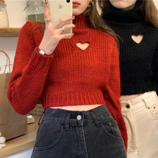 요즘힙한 블핑제니 하트포인트 터틀넥니트 여성니트 여자니트 완소템 클럽룩