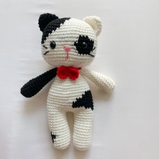  [개달당] 얼룩이 고양이 애착인형 고양이장난감 뜨개인형 젖소, 단품 