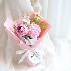 라넌큘러스 미니 조화 꽃다발, 핑크 핑크