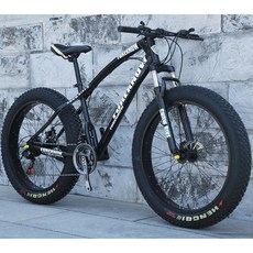 산악 MTB 자전거 광폭타이어 팻바이크 30단 자출용 자전거, 21단(공구포함), 24인치, 블랙
