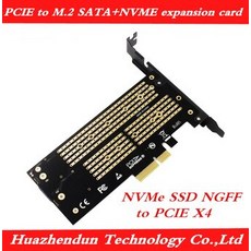 [해외] PCIEM.2 SATA + NVME 듀얼 디스크 확장 카드 M.2 NVME SSD NGFFPCIE X4 어댑터 카드 M 키 플러스 B 키 듀얼 인터페이스 카드, 1pcs