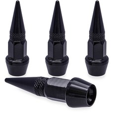 MEAJU 4PCS 스파이크 스타일 타이어 밸브 스템 캡 자동차 SUV 트럭 자전거 자전거(블랙)용 범용 알루미늄 합금 방진 커버, 4 pcs, M12 - Black
