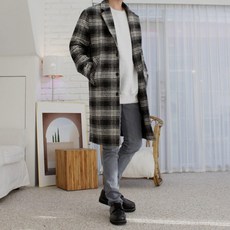 남자체크롱코트