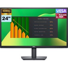 Dell 24인치 FHD VA(1920x1080) 60Hz 플리커 프리 모니터 눈부심 방지 디스플레이 디스플레이포트 1개 VGA 1개 VESA 마운트(100x100mm)