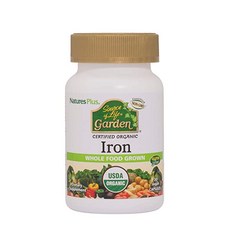 NaturesPlus Source of Life Garden Certified Organic Family Iron 18 mg Cap-30 Vegan Capsules-식물성 철분 보