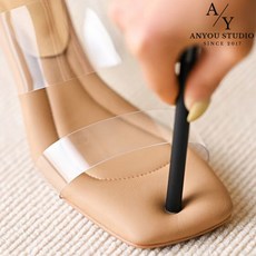 ANYOU 여성 발편한 천연 양가죽 스트랩 샌들힐 바바라샌들