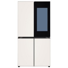 [색상선택형] LG전자 오브제 디오스 노크온 4도어 냉장고 글라스 방문설치, 베이지 + 베이지,