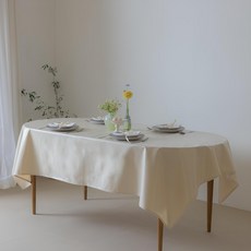 Cottage雙面TPU粗布防水桌巾, 90 x 150 厘米, 自然水洗色