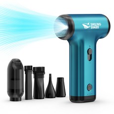SmilingShark공식스토어 핸디제트팬 JF-01무선 에어건 150000 RPM 풍속 최대55m/s LED조명 포함 캠핑 컴퓨터 차량 청소 휴대용 5개 노즐, 푸른, JF-01 RPO