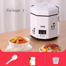 미니 전기 밥솥 2 층 가열 스티머 다기능 식사 조리 냄비 1 인용 도시락 2L, WHITE, 1개