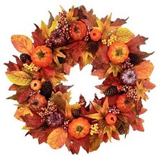 Tiny Land 22 inches-Fall-Wreath for Front-Door-Decor- Handcrafted Boxwood Base- Ideal for Autumn H, One Color_One Size, One Color