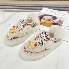 털운동화 셀럽 털신발 히트제품 가을겨울용 신제품 매치하기좋은 기모 단화 여성바깥에착용 임산부신발 슬립온 남녀신발