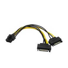 가성비 SATA-2x15 핀-그래픽 카드 PCI-e 6/8 핀 비디오 전원 공급 장치 케이블 6 핀-듀얼 Sata Y 분배기 어, sata m to 8 Pin, 1개