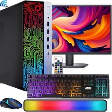 HP ProDesk 데스크톱 RGB 컴퓨터 PC 인텔 i56세대. 쿼드 코어 프로세서 16GB DDR4 램 256GB SSD 27인치 모니터 게이밍 키보드 및 마우스 내장 Wi, With 27 INCH