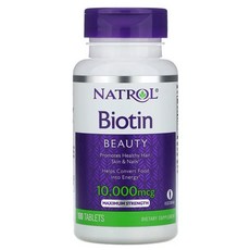 Natrol Biotin Beauty 나트롤 비오틴 뷰티 10000mcg 타블렛 100정 2팩, 1세트