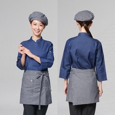 트임 줄 미니랩 면 앞치마 엉덩이덮는 반앞치마 홀 서빙 주방앞치마(2color), 1개, 곤색