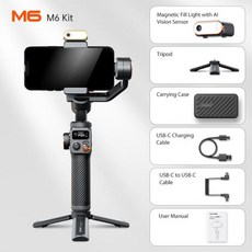 Hohem iSteady M6 KIT 3-Axis Handheld Smartphone Gimbal Stabilisator Tefoon Vlog for iPhone 15/14/13/, 2) M6 with Light, 1개