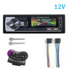 카오디오 블루투스 MP3 차량용 플레이어 컬러 음악 리듬 표시 FM 카 스테레오 라디오 두명 USB TF AUX 1Din 12V 24V JSD-740, 단품1+스티어링 휠 컨트롤러