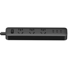 샤오미 100%정품 USB충전포트 3구멀티탭 블랙 고속충전 USB형 전세계 공용표준 콘센트 (신구랜덤발송), 1개, 1.8m