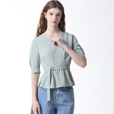 리스트 벨티드 페플럼 블라우스 택가격 158000원