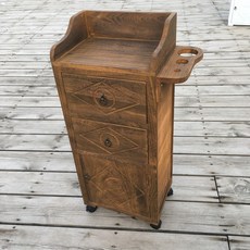 미용실츄레이 원목 레트로 미용츄레이 가위정리대 트롤리 카트정리대, 바퀴 달린 갈색 (기타 색상 참고) + 37x27x85cm