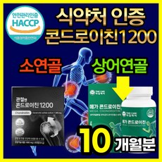 관절엔 콘드로이친 1200 소유래 소연골 지성 식약청 인증 관절 영양제 / 상어 연골 콘도로이친 1200 콘드레이친 콘드라이친 콘트로이친 콘드리친 콘드리이친 콘드로친 곤드로이친 정, 60정, 10개