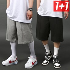1+1 남자 버뮤다팬츠 와이드 7부 반바지