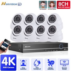 H.265 4K CCTV 시스템 8MP 실내 오디오 IP 카메라 8CH NVR 비디오 보안 카메라 시스템 모니터링 키트 2TB HDD 옵션, 없다, 금 플러그, 8CH DVR 8pcs 카메라, 1개