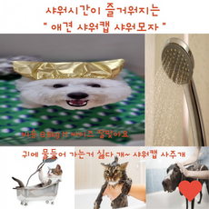 강아지 고양이 샤워캡 목욕 방수 귀마개 애견 모자 물놀이 헤어밴드 스파 용품, 골드 M, 1개
