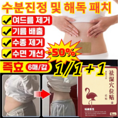 1/1+1 어전배습패치 강력한 습기제거 혈자리패치 하체부종체조원체배습패치 해독및 습기제거 6pcs, 6pcs*1세트