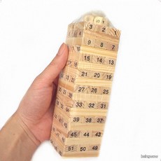 온가족 숫자 원목 블록 51개 주사위 쌓기 게임 균형감각 집중력 실내놀이 보드게임, 1개, 상세페이지 참조