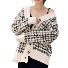 데이홀릭 하운드투스 체크 단추가디건
