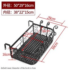 유럽 스타일 다리미 난간 꽃 선반 창문 식물 스탠드 발코니 야외 장식 걸이식 벽 냄비 랙, 50x29x16cm