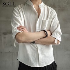 린넨 셔츠 남성 여름 반팔 매우 요정 흰색 셔츠 느슨한 한국 스타일 코튼 린넨 반팔 셔츠 남성 재킷