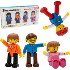 피카소 타일 마그네틱 4 패밀리 액션 피규어 유아용 장난감 자석 확장팩 교육용 애드온 S, PTA01