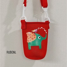 루봄 유아 어린이 끈달린 물병 물통 파우치 가방, 1개, Red코끼리