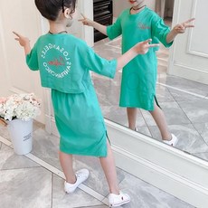 kirahosi 여아 롱 티셔츠 아동 여름 반팔 캐주얼 32호+ 덧신 증정 BU5plt2n