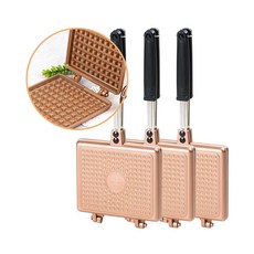 까사니 골드IH 와플팬 토스트팬 인덕션겸용 크로플 와플메이커 골드티타늄, 3개, 16cm